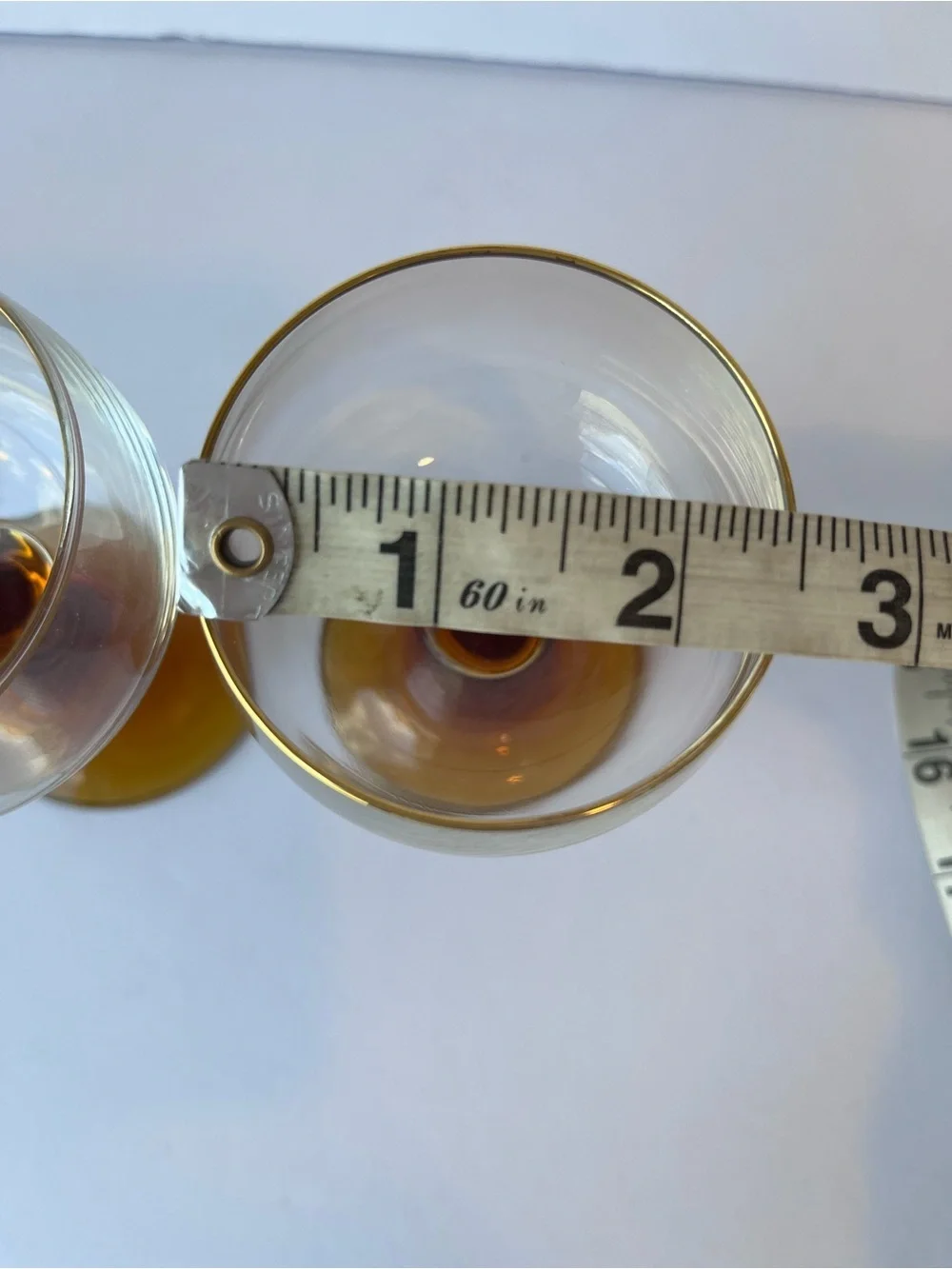 Vintage Amber Glass Brandy Glass Made in France Set of 2 MCM
